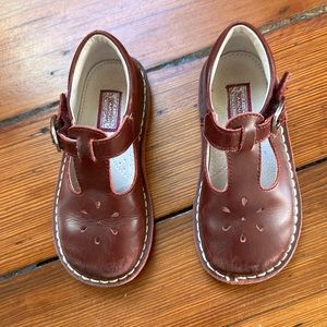 L’Amour Joy Waxed Leather T-Strap Mary Jane Burgundy
